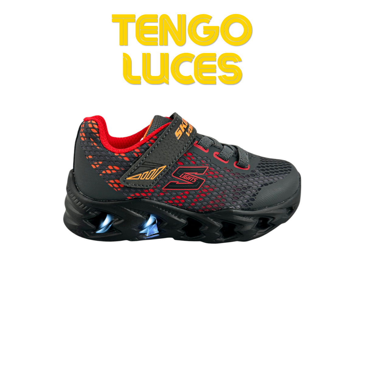 Tenis Skechers Niño 400602n Luces Ligeros Gris Multi 11-16