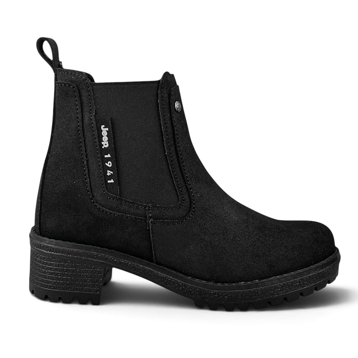 Botas Jeep Mujer 19060 Chelsea Piel Gamuza Negro Tacón