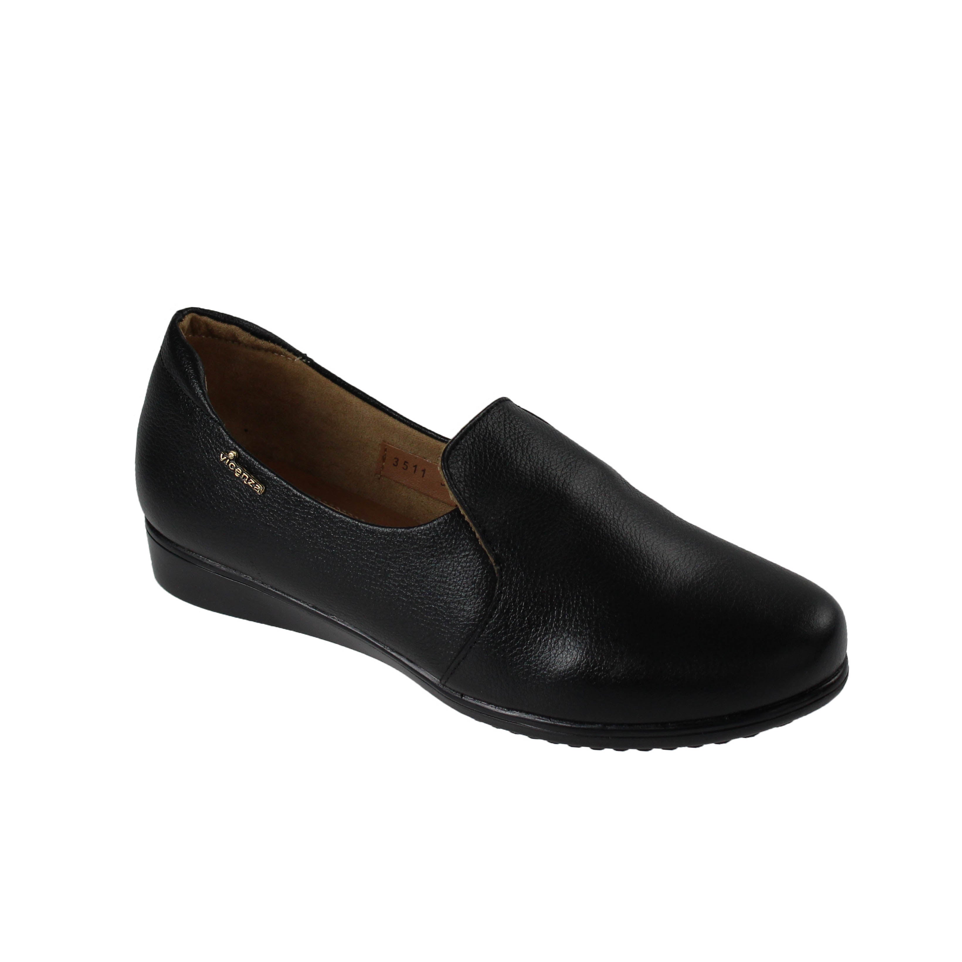 Zapato Mujer Vicenza 3511 Mocasin Piso Confort Piel Negro