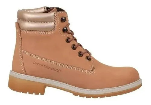Botas Mujer Swissbrand 560 Cham Casual Urbana Piel Rosa